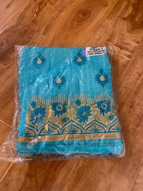 Blue Embroidered Unstitched Suit with Dupatta